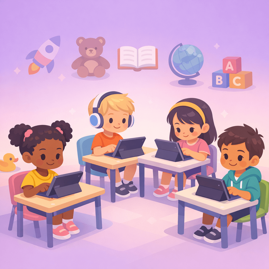 Students learning in a digital classroom